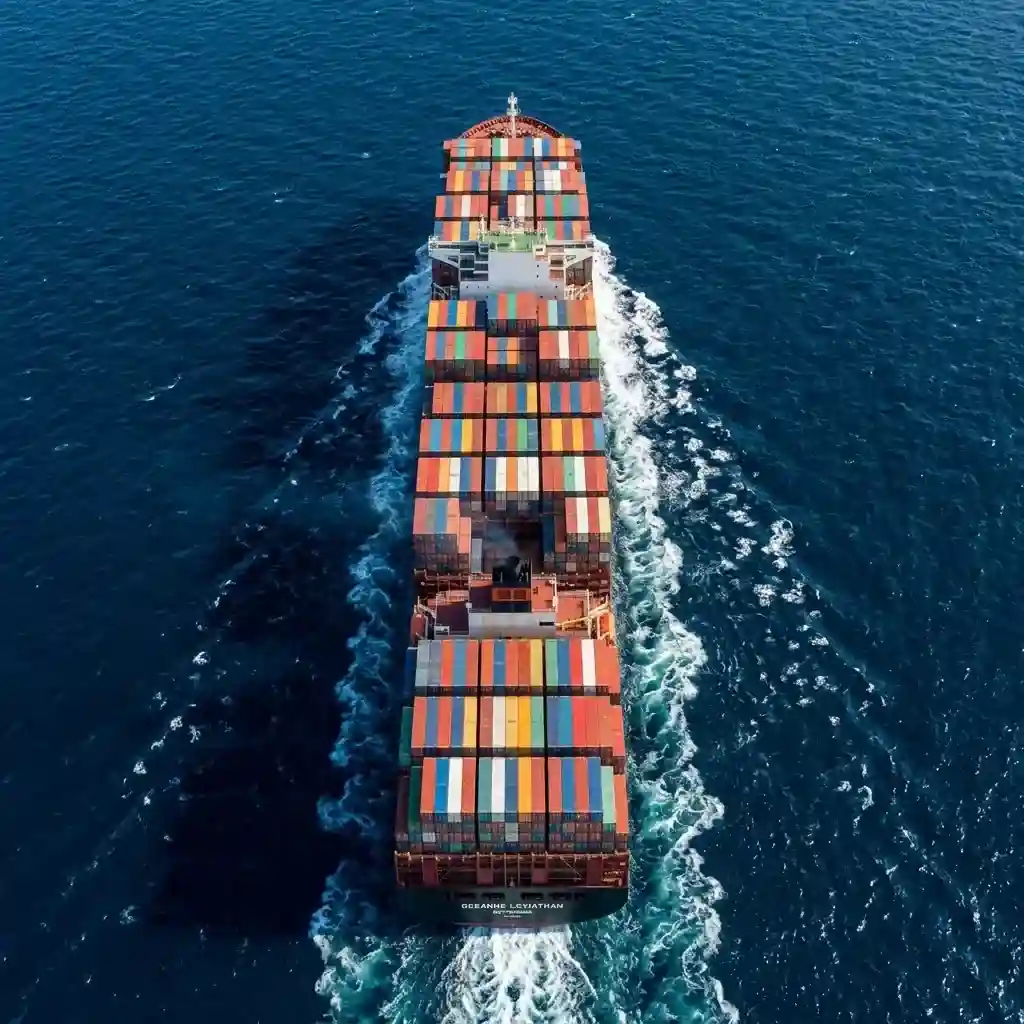 Container ship aerial view
